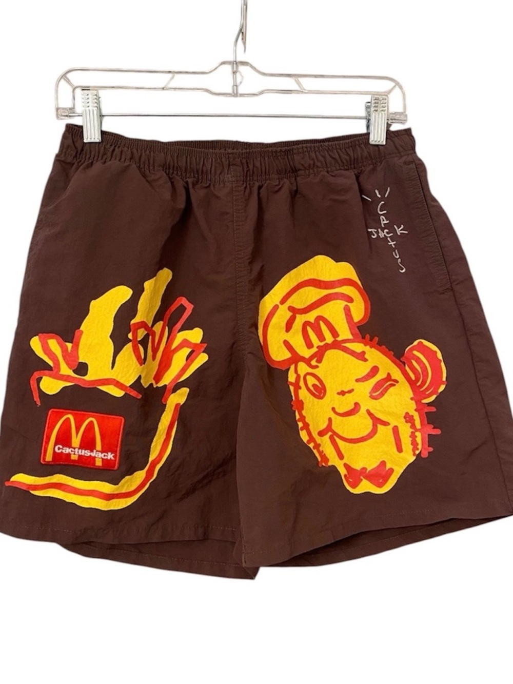 Travis Scott x McDonalds Cactus Jack Nylon Shorts Size Med Illustration II Brown